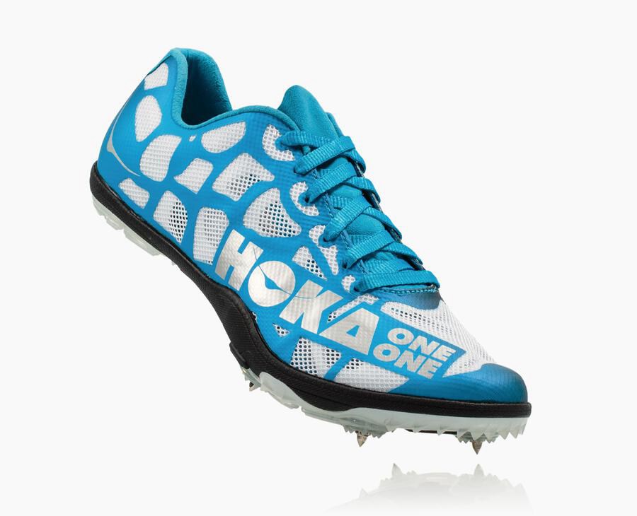 Hoka Womens Spikes NZ - Hoka One One Rocket X White/Blue (UPO879654)